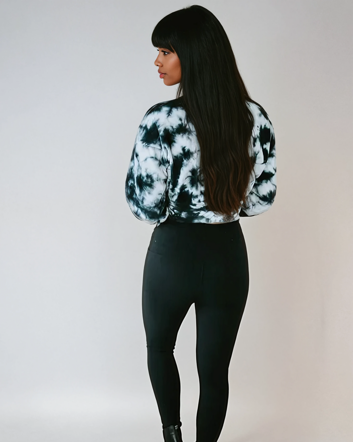 Fitkitty Culture Midnight Velvet tie-dye crop pullover, alternate view 4