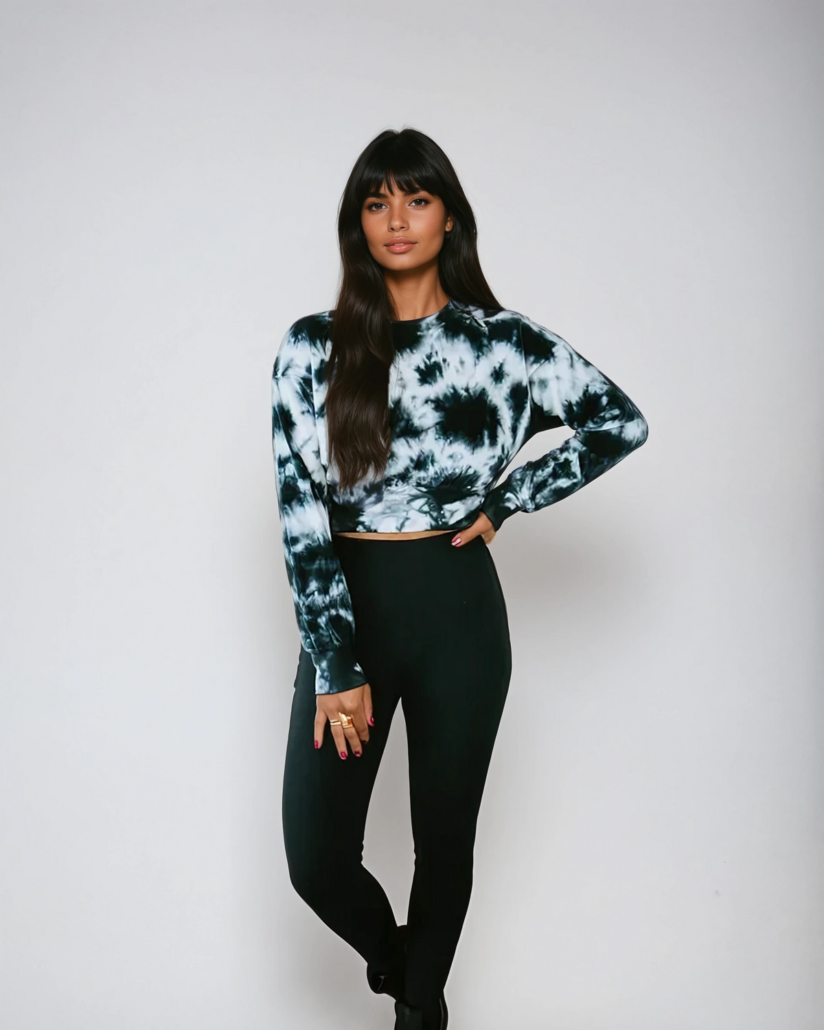 Fitkitty Culture Midnight Velvet tie-dye crop pullover, alternate view 5