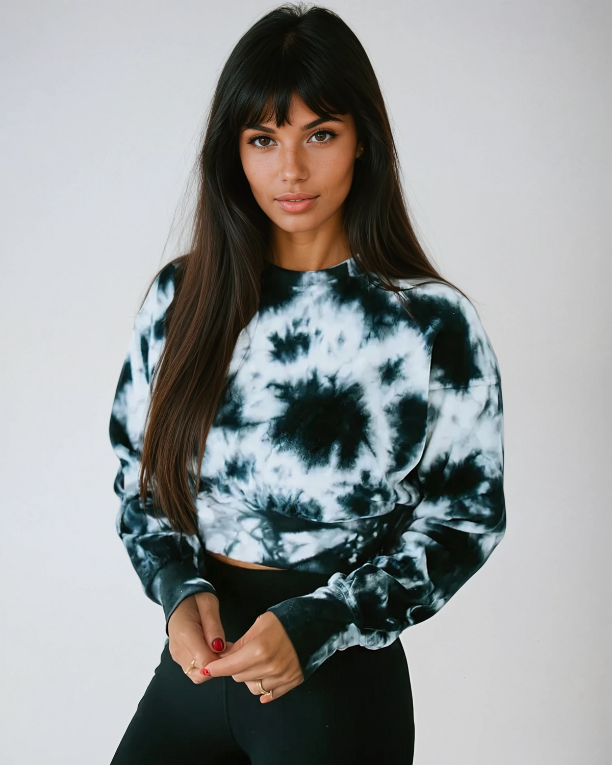 Fitkitty Culture Midnight Velvet tie-dye crop pullover, alternate view 3