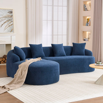 Chenille sectional sofa chaise section with high-density sponge fill
