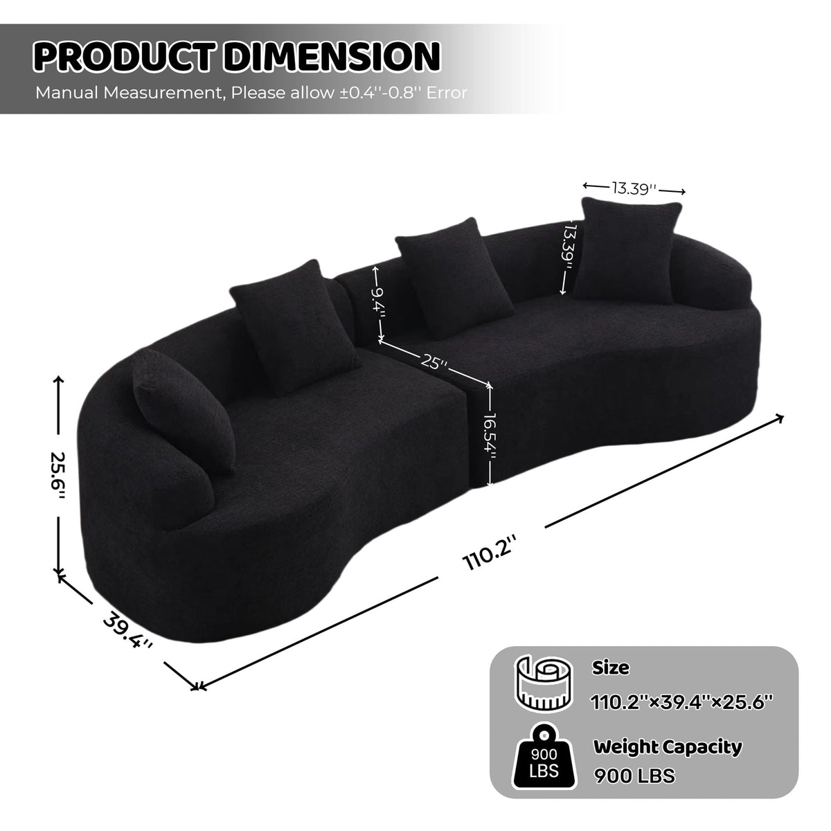 Curved Modular 4-Seater Sectional Sofa, alternate view (4)