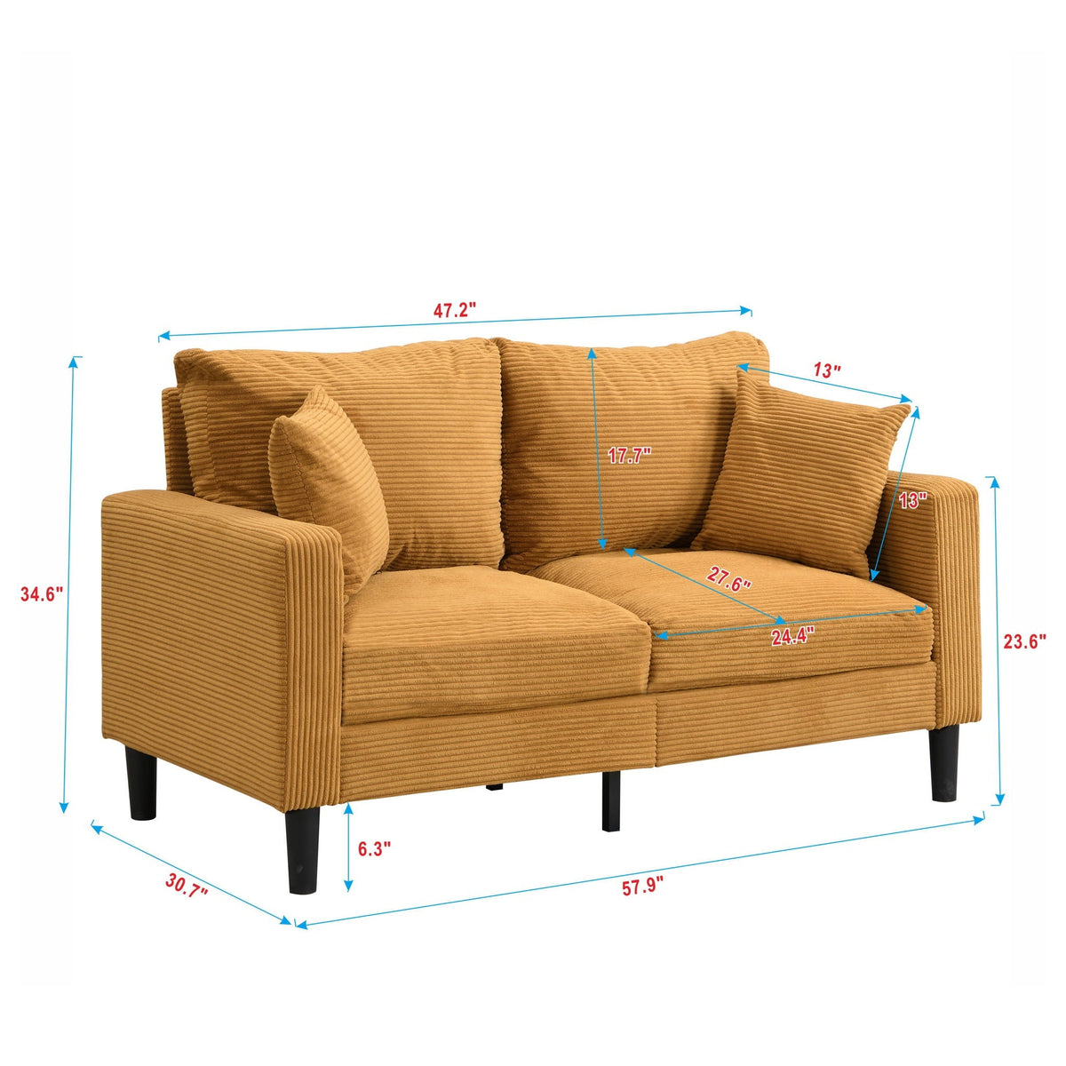 High-Resilience Loveseat Sofa with Wooden Frame, additional detail (2)