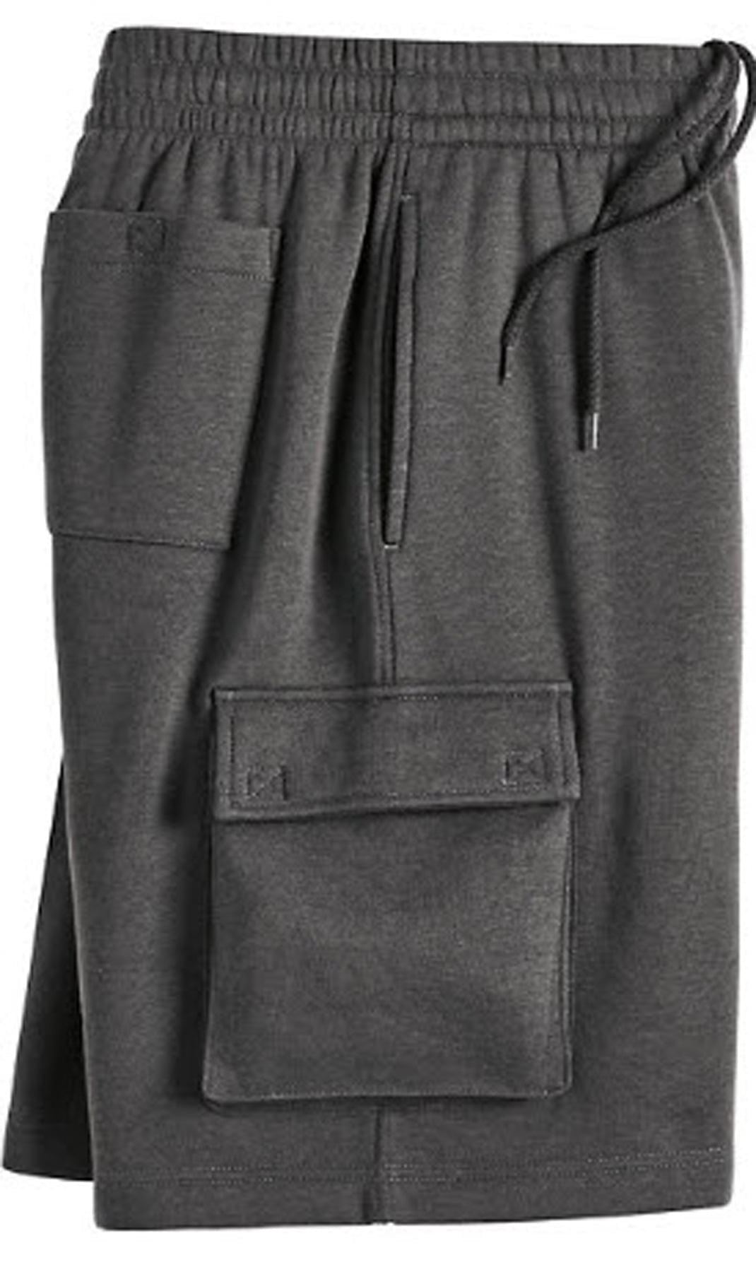 Turtle Bay men's fleece cargo shorts in Charcoal, alternate view