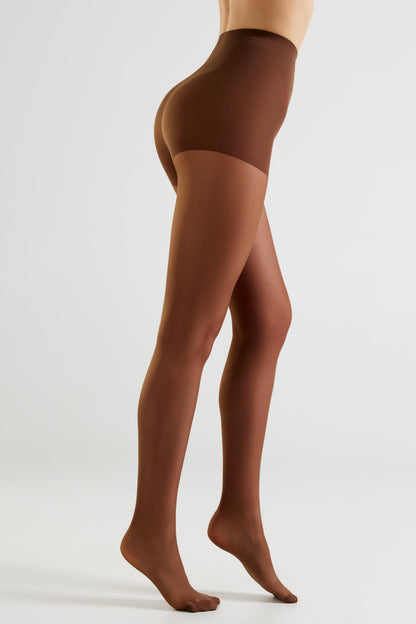 Conte Active Soft 40 Den Shaping Support Tights — with Vitamin E in Mocca Brown, additional detail