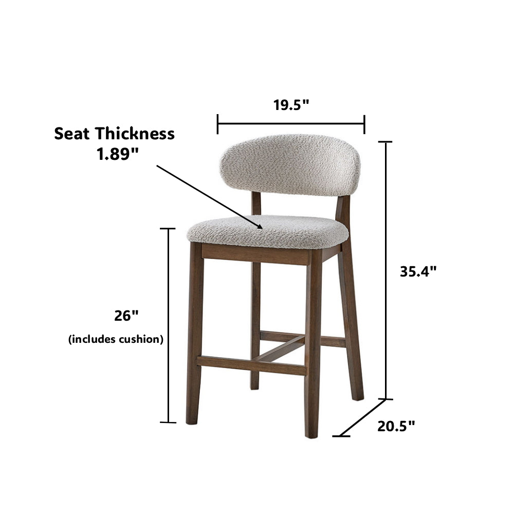 ACTU 26-inch upholstered counter stool in solid wood — view 15