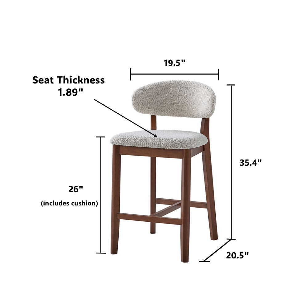 ACTU 26-inch upholstered counter stool in solid wood — view 24