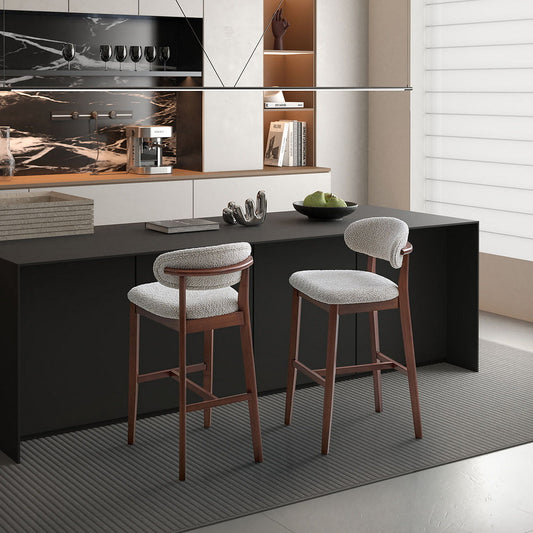 ACTU 30-inch upholstered bar stool in solid wood