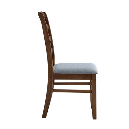 ACTU farmhouse ladder-back dining chair with a light grey upholstered seat — view 6