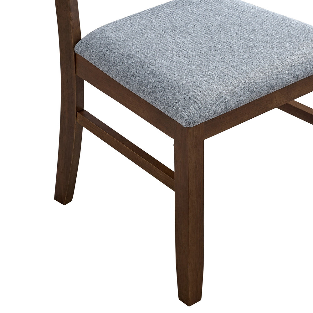 ACTU farmhouse ladder-back dining chair with a light grey upholstered seat — view 7
