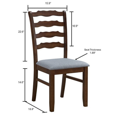 ACTU farmhouse ladder-back dining chair with a light grey upholstered seat — view 8
