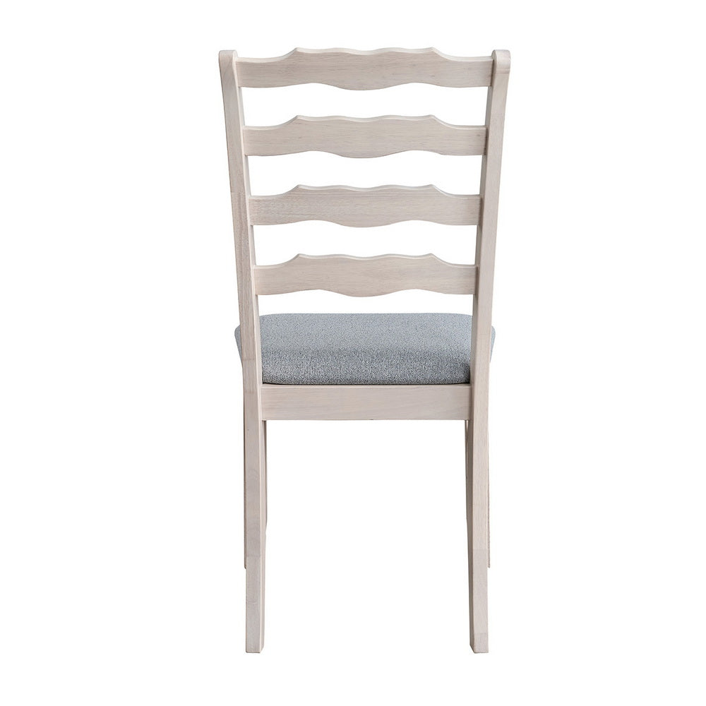 ACTU farmhouse ladder-back dining chair with a light grey upholstered seat — view 10