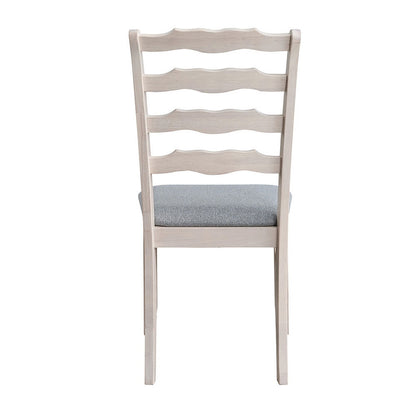 ACTU farmhouse ladder-back dining chair with a light grey upholstered seat — view 10