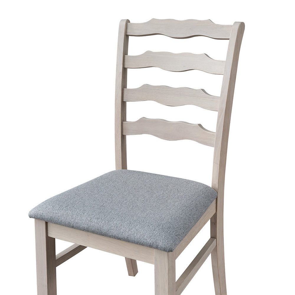 ACTU farmhouse ladder-back dining chair with a light grey upholstered seat — view 11