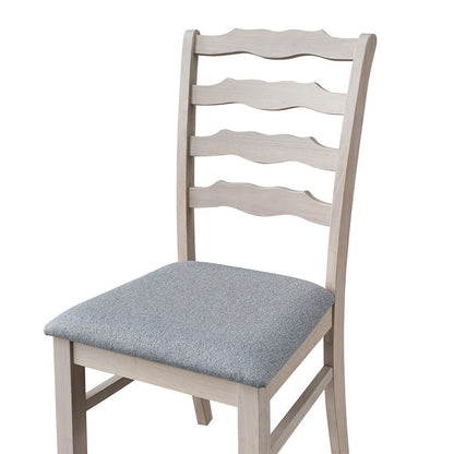ACTU farmhouse ladder-back dining chair with a light grey upholstered seat — view 11