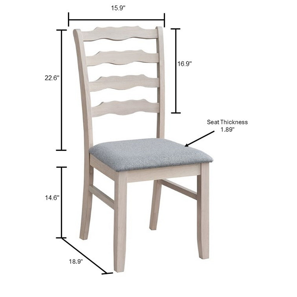ACTU farmhouse ladder-back dining chair with a light grey upholstered seat — view 12