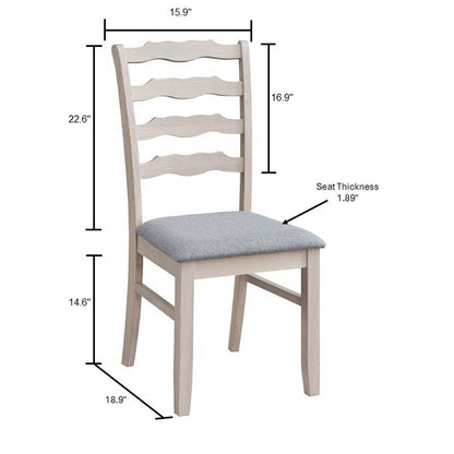 ACTU farmhouse ladder-back dining chair with a light grey upholstered seat — view 12