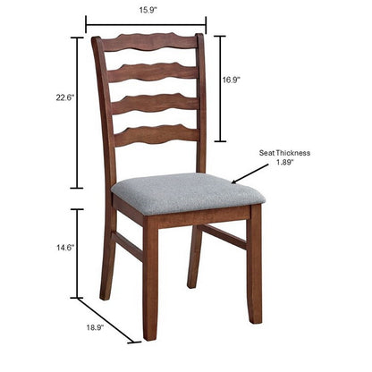 ACTU farmhouse ladder-back dining chair with a light grey upholstered seat — view 13