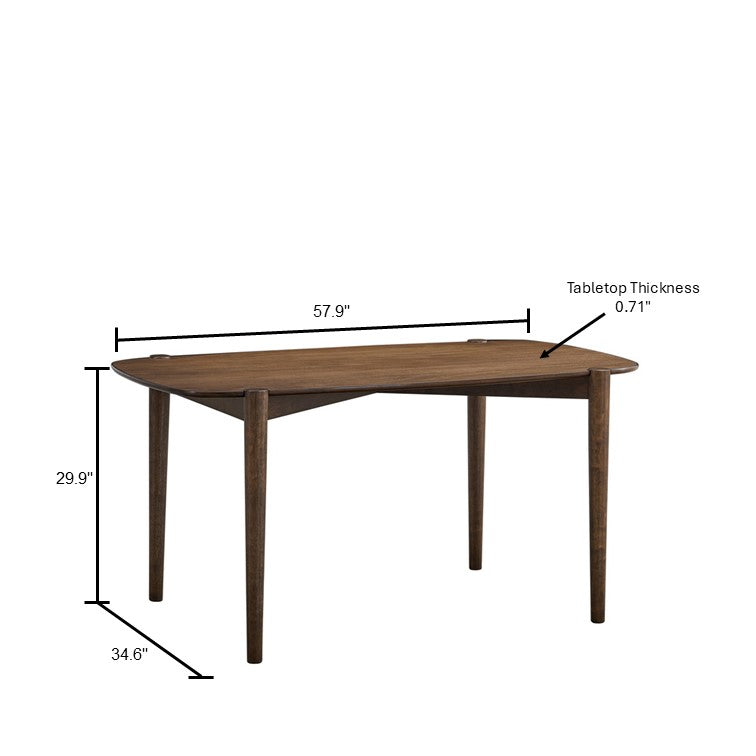 ACTU 58-inch mid-century dining table set in walnut with leather-look chairs — view 9