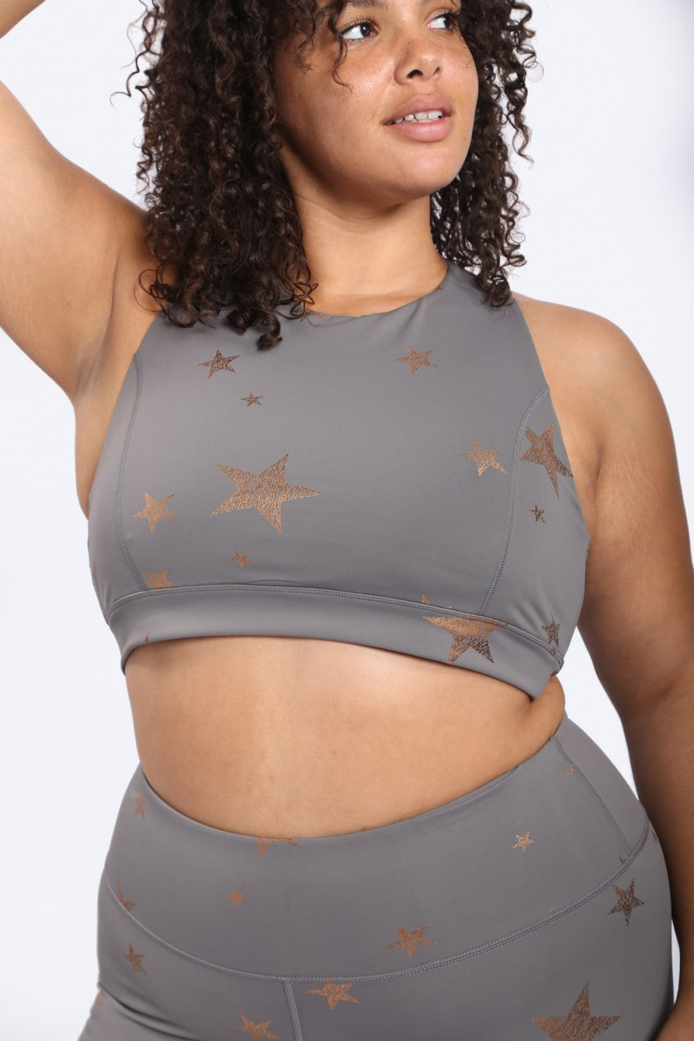 Fitkitty Culture Starlight star print sports bra in copper, alternate view