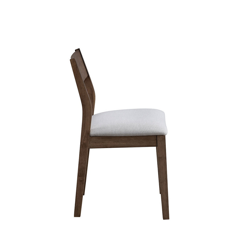 ACTU solid rubberwood dining chair in walnut with a beige upholstered seat