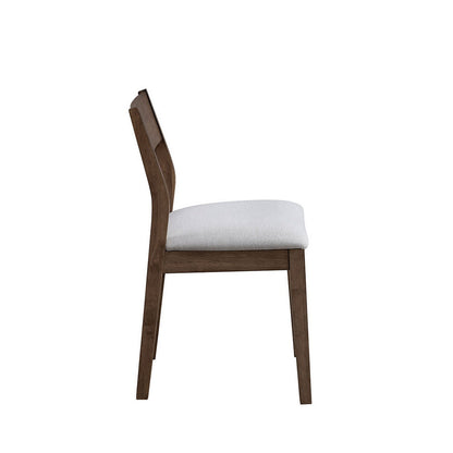 ACTU solid rubberwood dining chair in walnut with a beige upholstered seat