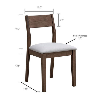 ACTU solid rubberwood dining chair in walnut with a beige upholstered seat — view 2