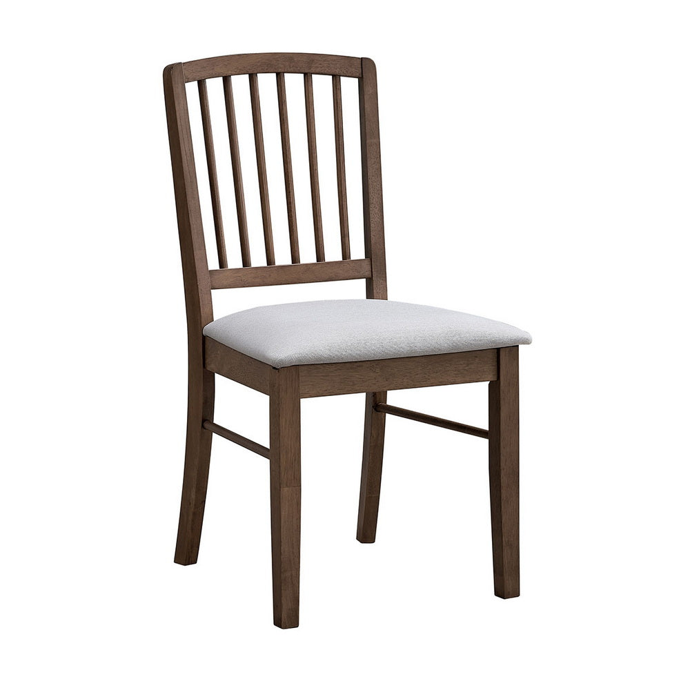 ACTU slatted-back upholstered dining chair in walnut with a beige seat — view 2