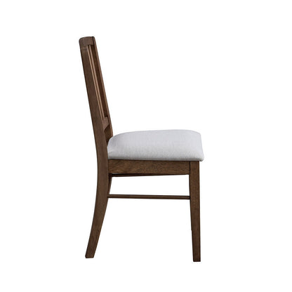 ACTU slatted-back upholstered dining chair in walnut with a beige seat — view 4