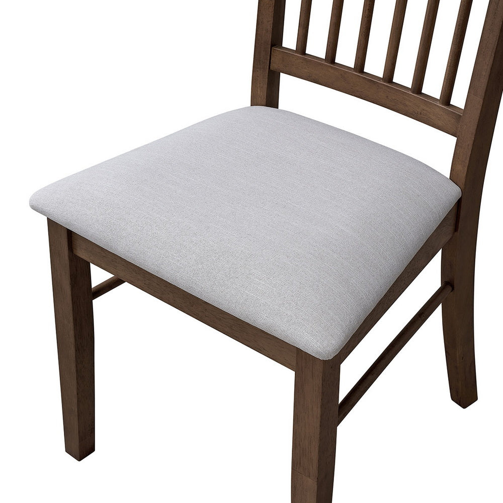 ACTU slatted-back upholstered dining chair in walnut with a beige seat — view 3
