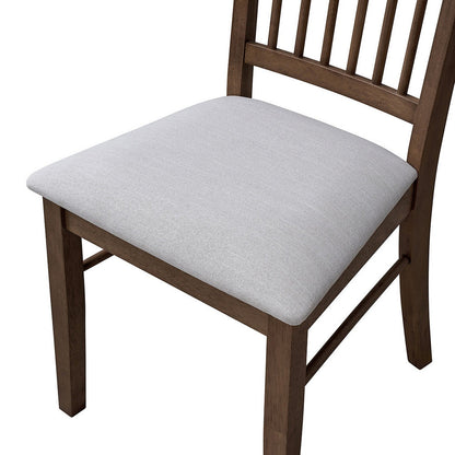 ACTU slatted-back upholstered dining chair in walnut with a beige seat — view 3