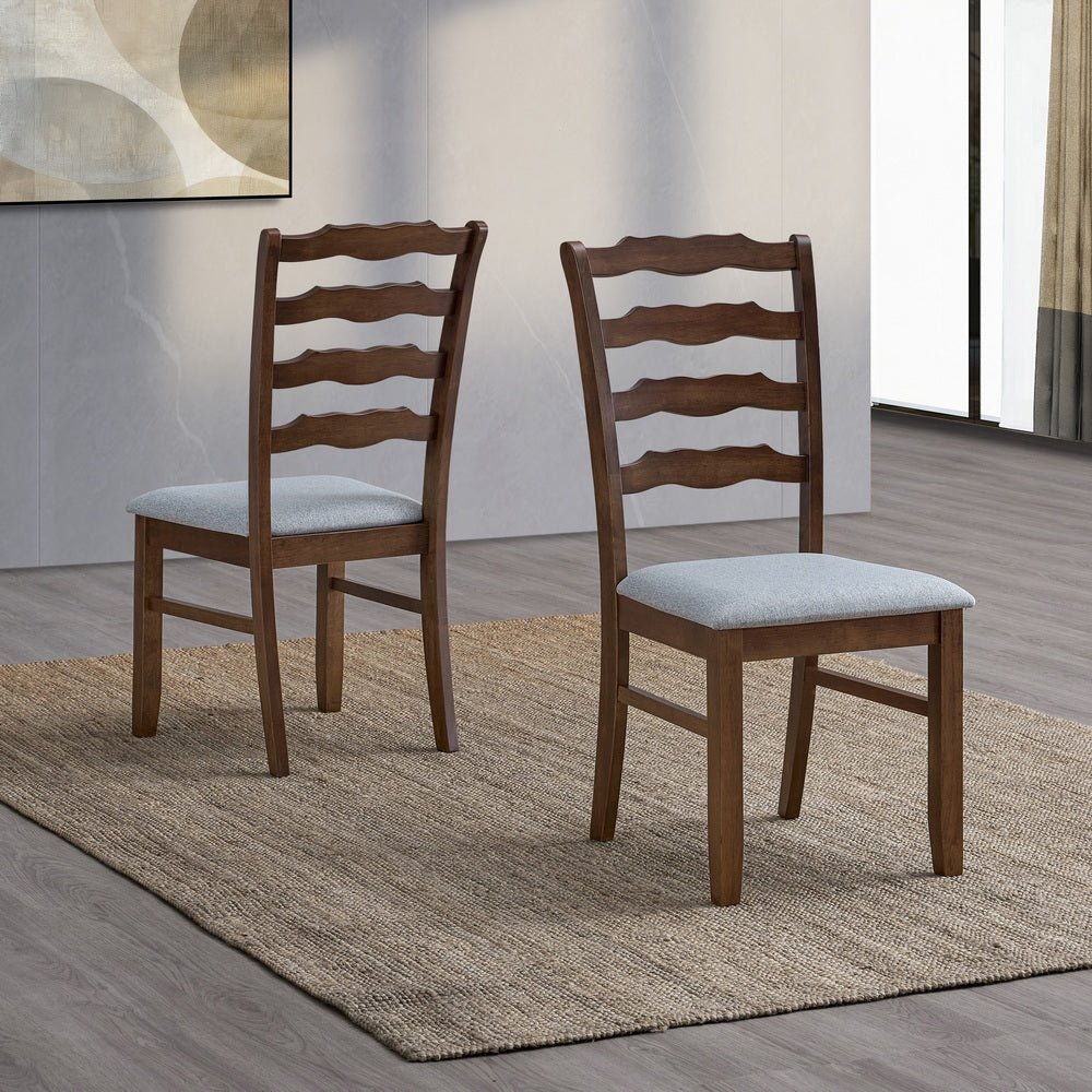 ACTU farmhouse ladder-back dining chair with a light grey upholstered seat — view 5