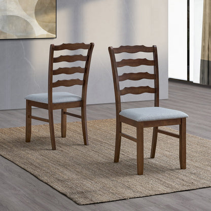 ACTU farmhouse ladder-back dining chair with a light grey upholstered seat — view 5
