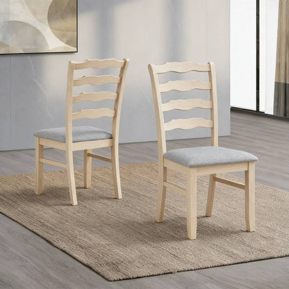 ACTU farmhouse ladder-back dining chair with a light grey upholstered seat — view 9