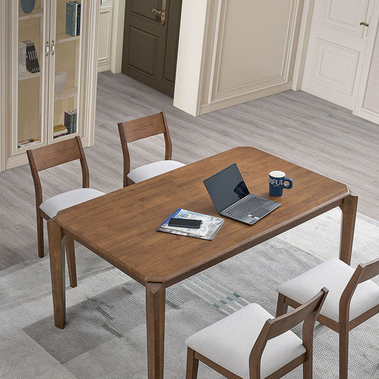 ACTU 59-inch solid rubberwood dining table set in walnut — view 2