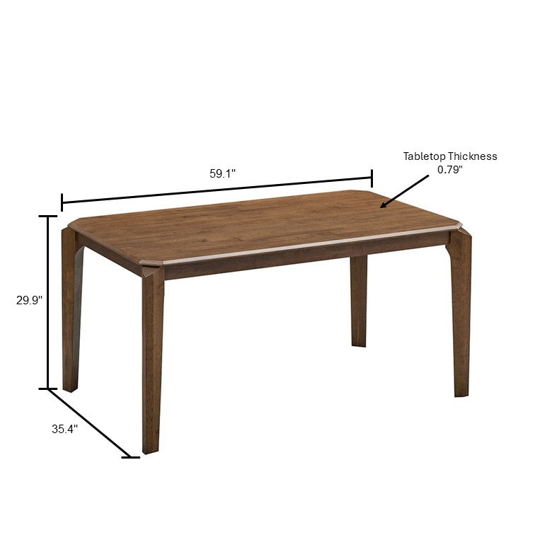 ACTU 59-inch solid rubberwood dining table set in walnut — view 11