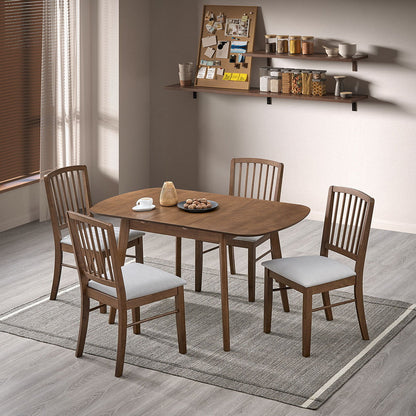 ACTU extendable dining table set with upholstered chairs, walnut finish