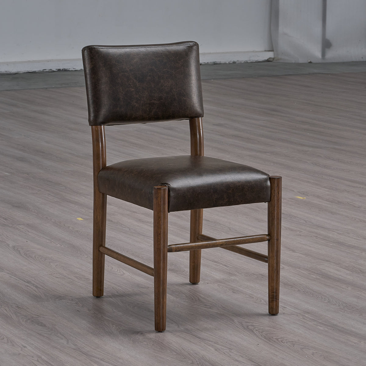 ACTU 58-inch mid-century dining table set in walnut with leather-look chairs — view 8