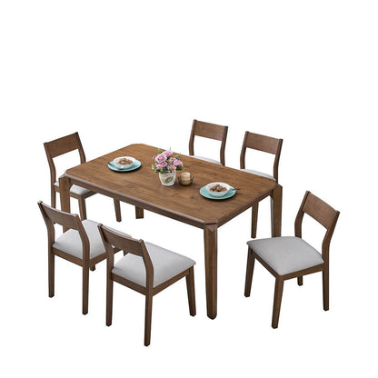 ACTU 59-inch solid rubberwood dining table set in walnut — view 3
