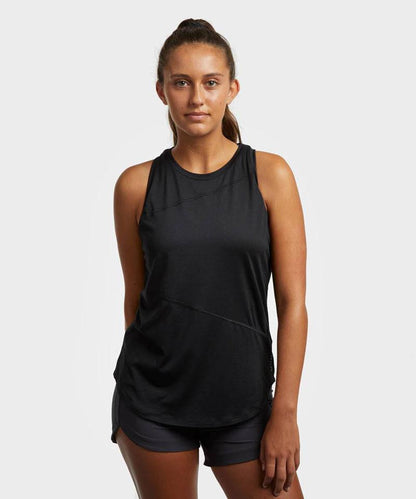 Advance Women's Workout Tank in Black, front view