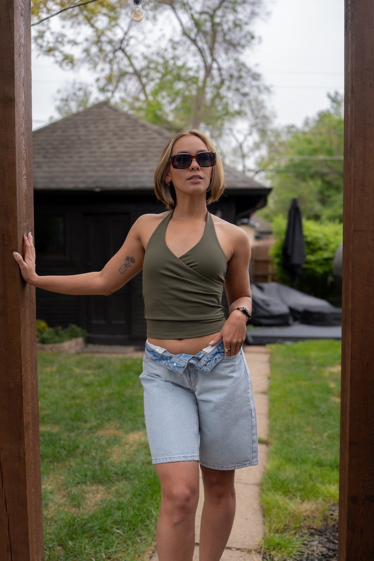 Brushed Commit Halter Tank, styled photo