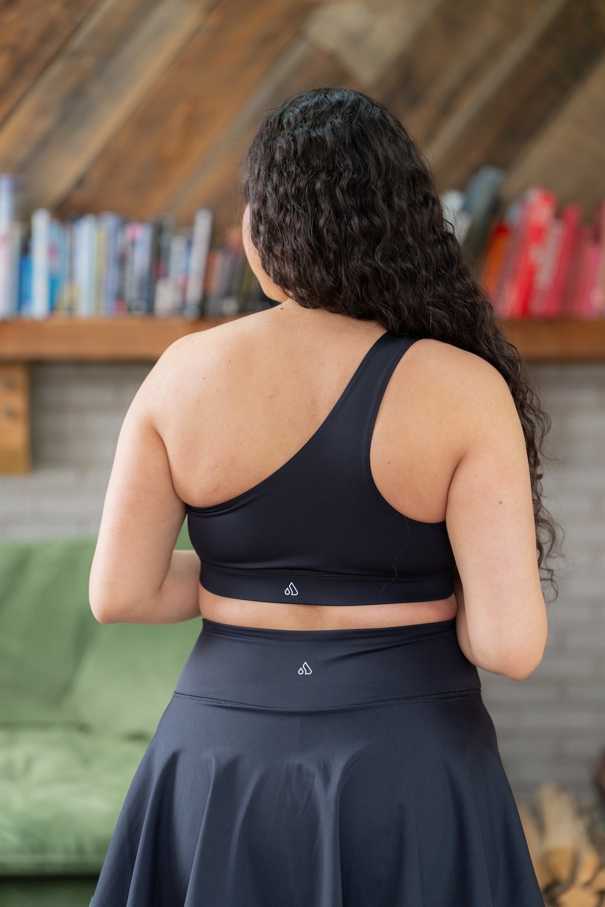 Gravity Rise Asymmetrical Sports Bra, styled photo