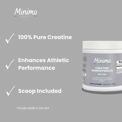 Minimo Nutrition Creatine Monohydrate Powder, supplier supplemental product graphic
