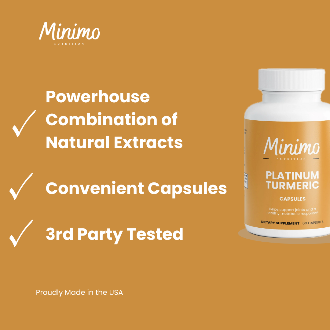Minimo Nutrition Platinum Turmeric, supplier supplemental product graphic