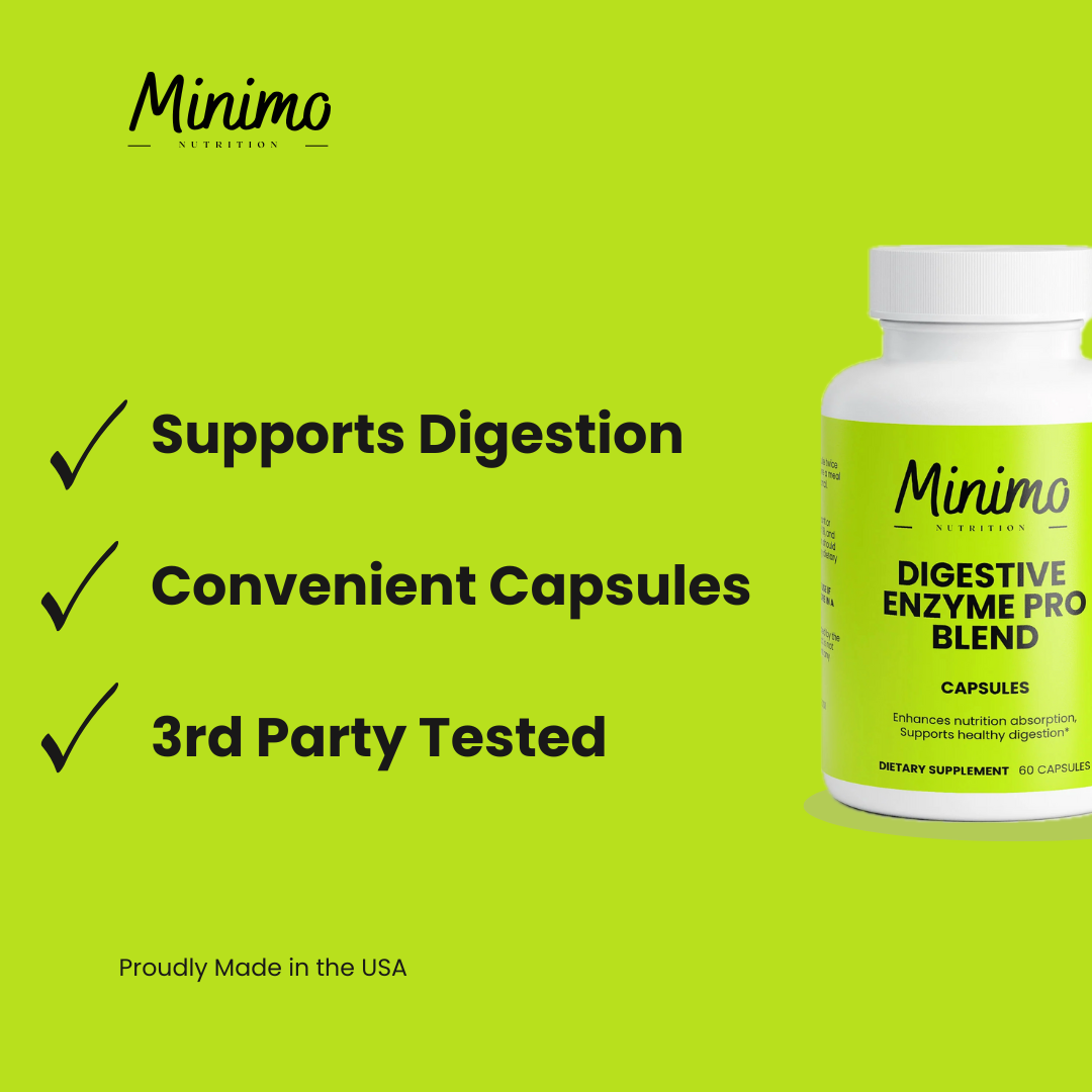 Minimo Nutrition Digestive Enzyme Pro Blend, supplemental product graphic