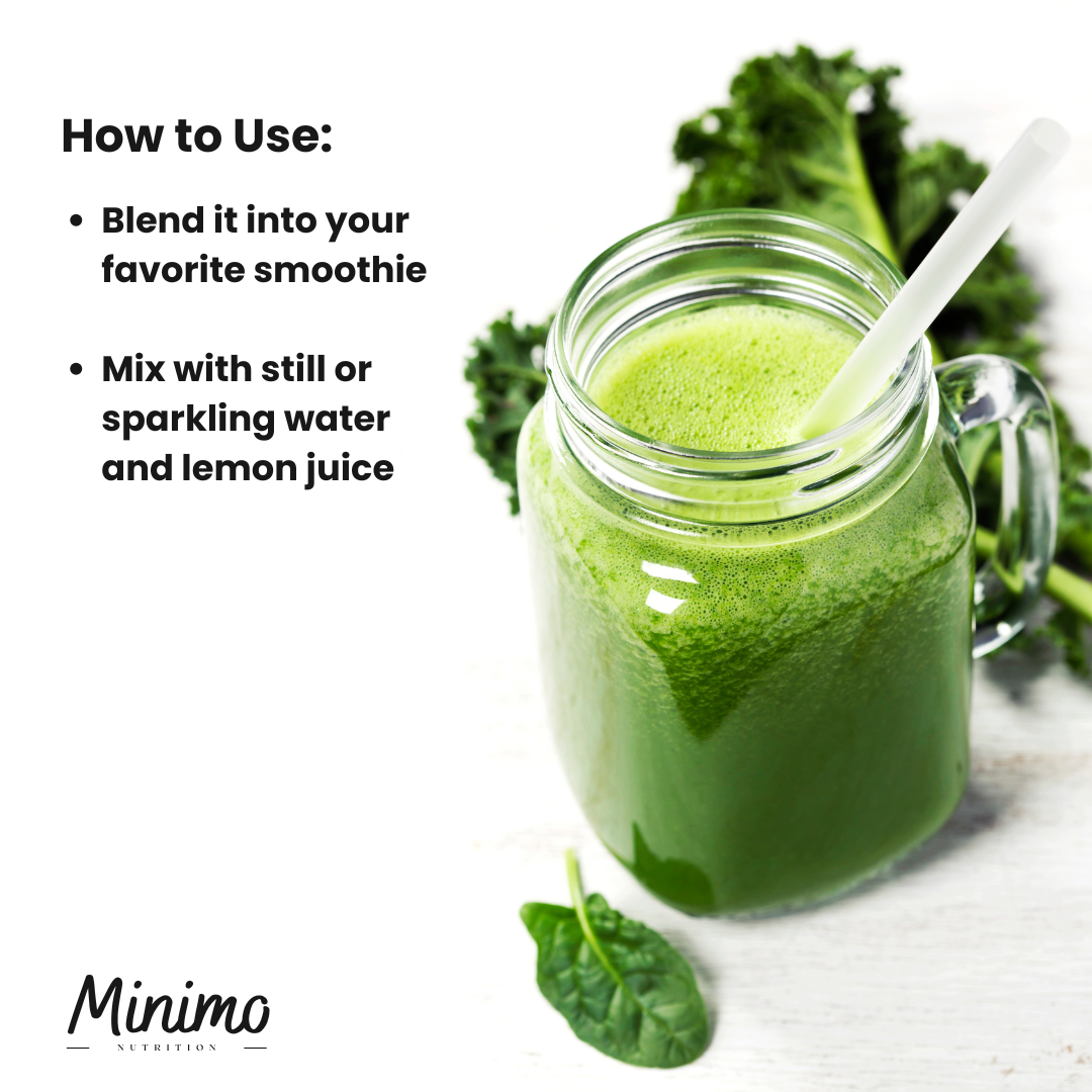 Minimo Nutrition Ultra Cleanse Smoothie Greens, supplier supplemental product graphic, second in series