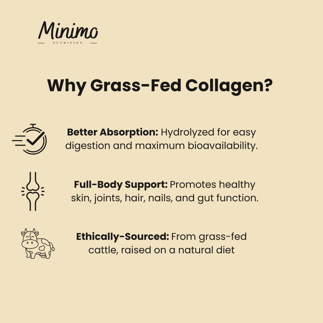 Minimo Nutrition Grass-Fed Collagen Creamer, vanilla, supplemental product graphic, product photo