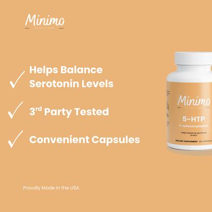 Minimo Nutrition 5-HTP, supplier supplemental product graphic