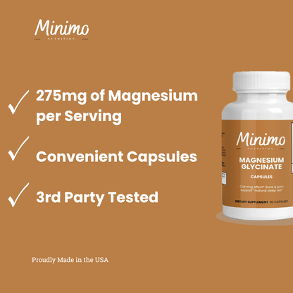 Minimo Nutrition Magnesium Glycinate, supplier supplemental product graphic