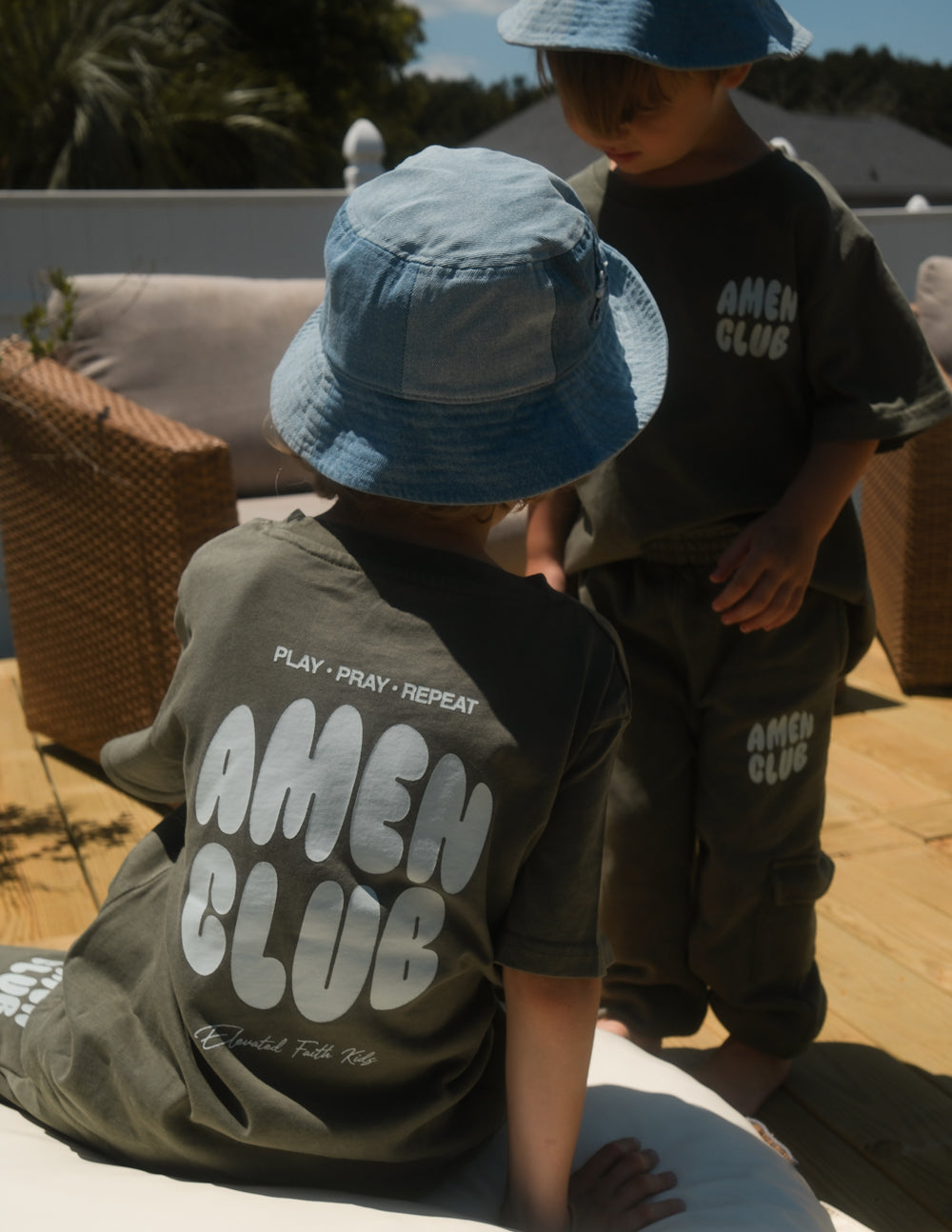 Amen Club Kids Tee in Hunter Green