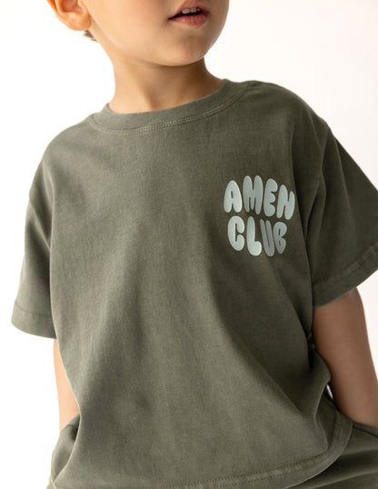 Amen Club Kids Tee in Hunter Green, product photo